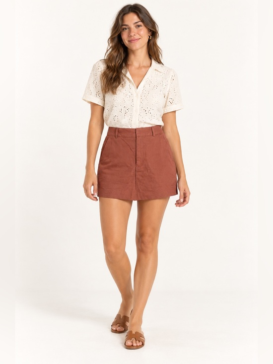 Zara Dresses & Skirts - Zara Women’s High Rise Tailored Mini Skort Rust Terracotta Size Small S 26